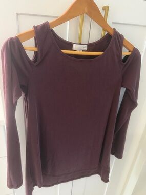 Ten Sixty Sherman Plum Cold-Shoulder Long Sleeve Top